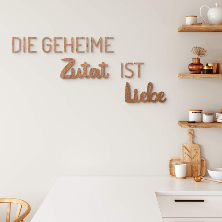 Holz Küchenspruch Die geheime Zutat ist Liebe - Mahagoniholz - WA354974
