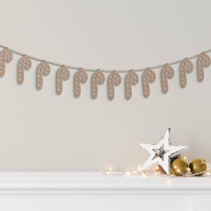 Holzdeko Weihnachten - Zuckerstange MDF Natur (14-teilig) - je 4x9cm - WA346690