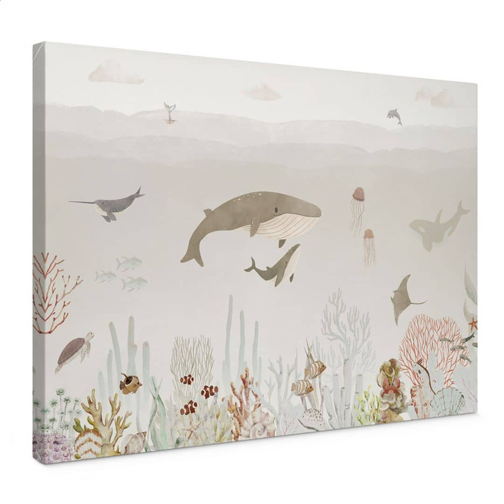 Leinwandbild Wale und ihre Freunde in der Unterwasserwelt - Kinderzimmer - Oliver Robins - WA435757