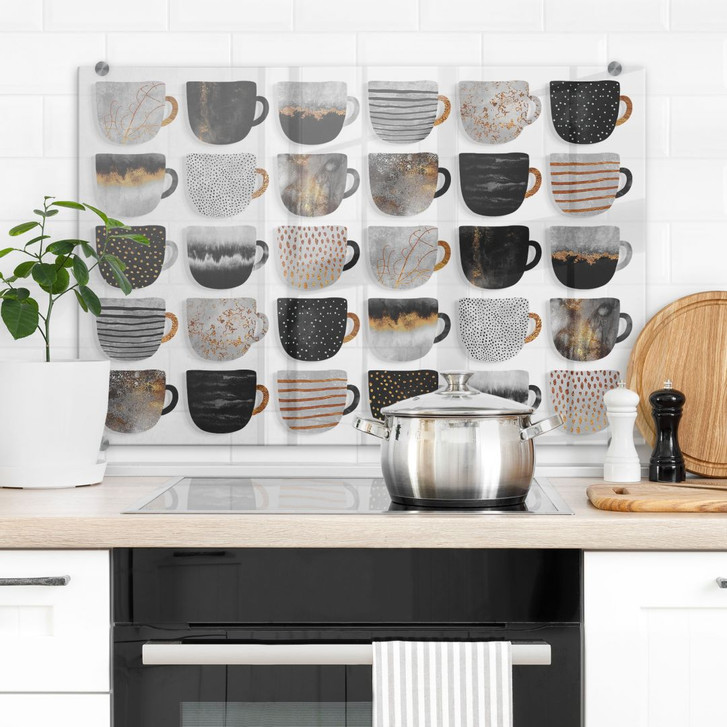 Spritzschutz Fredriksson - Kaffeetassen: Pretty Black & Gold - Transparent - WA290154