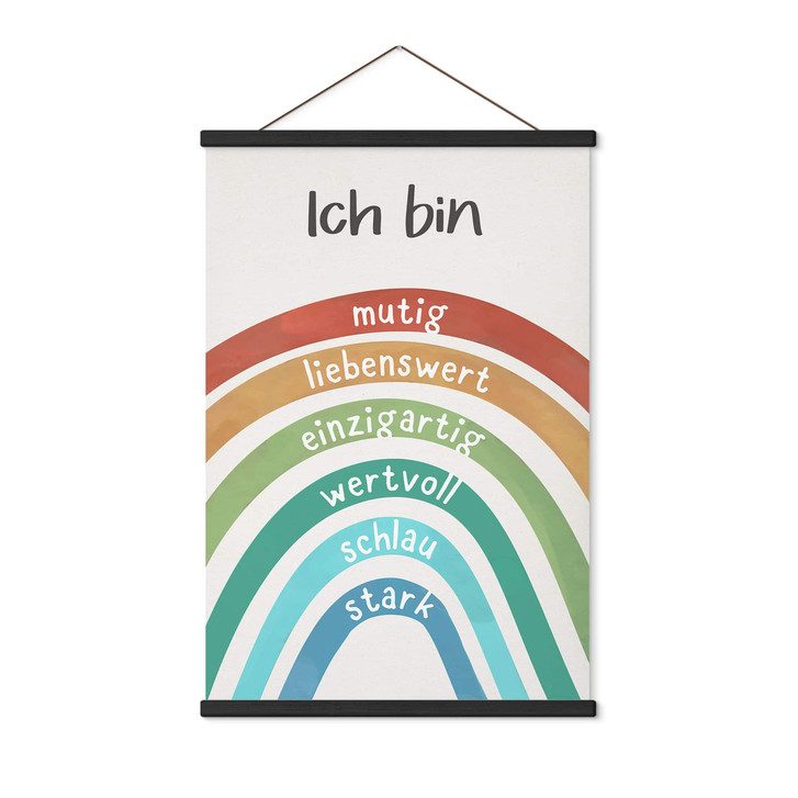 Stoffbild mit Regenbogen - Affirmationen für das Kinderzimmer - WA513252