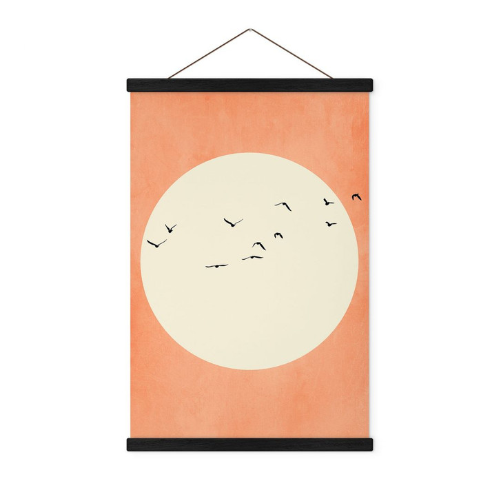 Stoffbild Vogelschwarm vor der warmen Sonne - Kubistika - WA411934