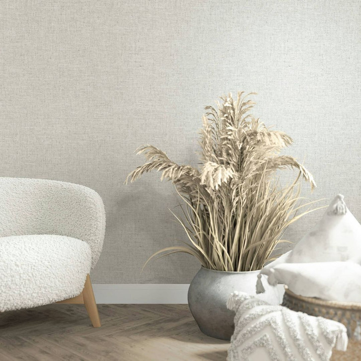 Vliestapete in textilem Uni Look grau, beige Uni - WA444803