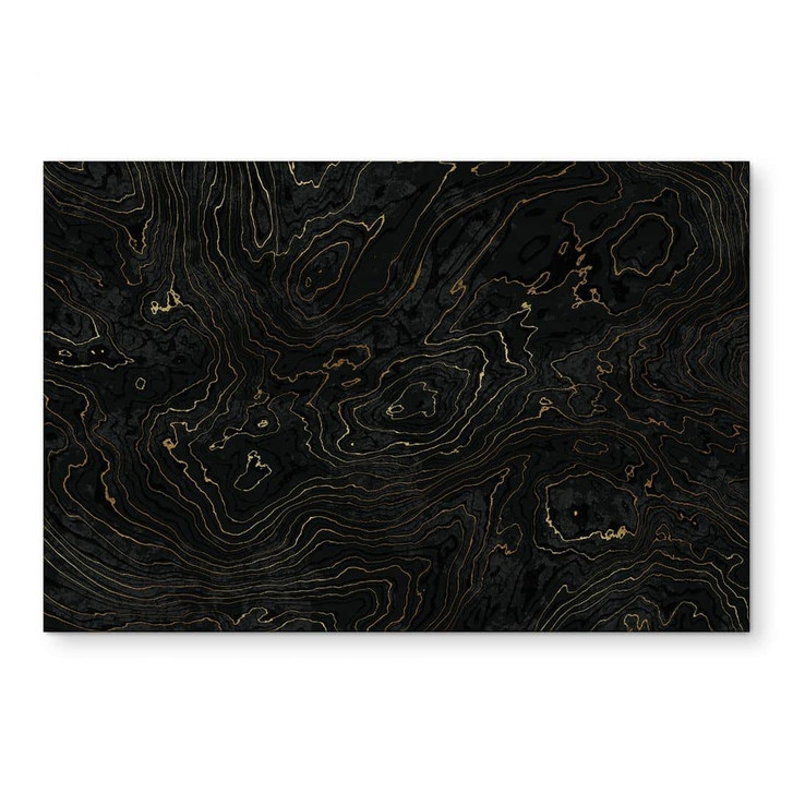 Wandbild Abstrakte Linien Schwarz-gold - Amini - Alu-Dibond - WA491556