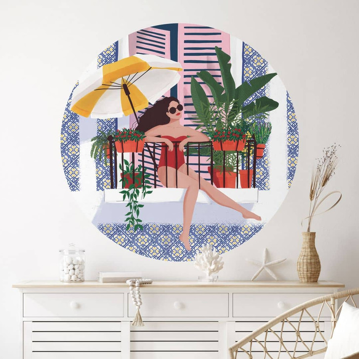 Wandtattoo Urlaub auf dem Balkon - Tomljanovic - Rund - WA460513