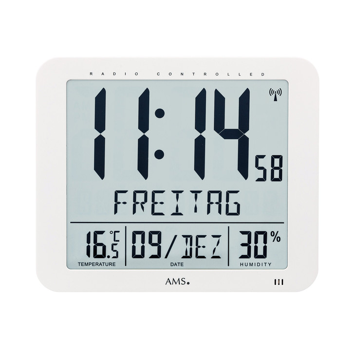 Funkwanduhr Digitaluhr Kunststoffgehäuse weiss - UG100283