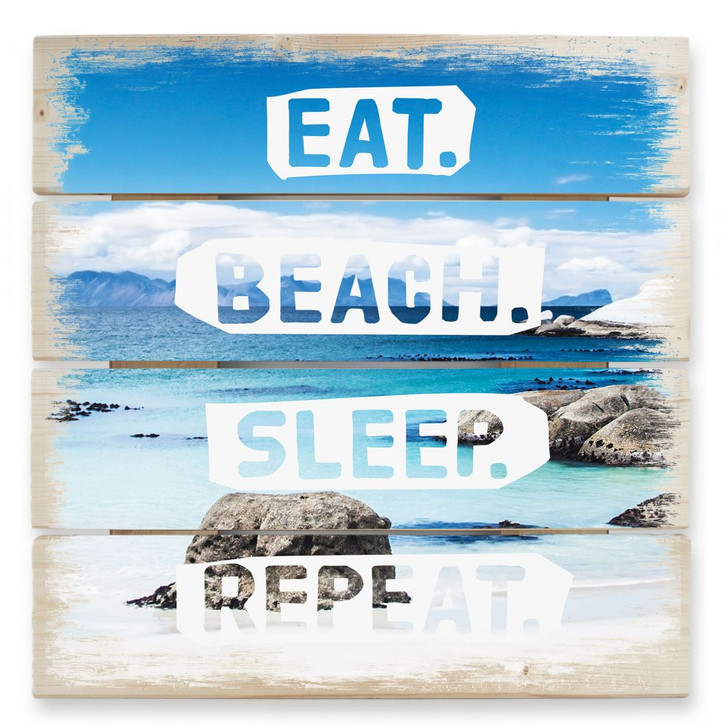 Holzbild Eat. Beach. Sleep. Repeat. - 40 x 41.5 cm - WA131975