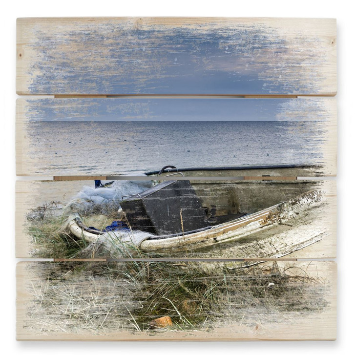 Holzbild Fischerboot - 40 x 41.5 cm - WA132020
