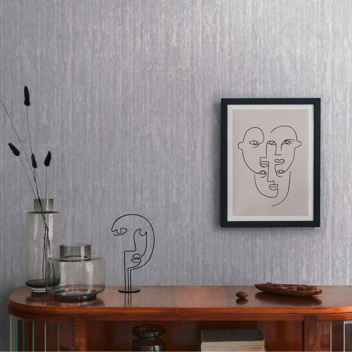 Leinenoptik-Tapete Sanftes Grau - Vliestapete für elegantes Ambiente - WA397009