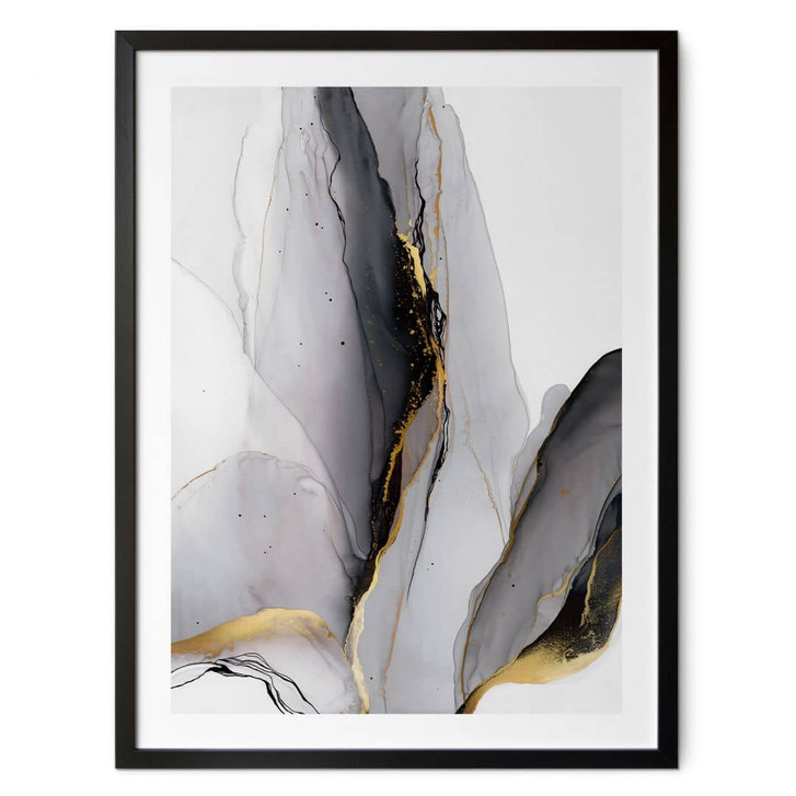 Poster Abstrakte Komposition in Gold und Grau - Shelest - WA460153