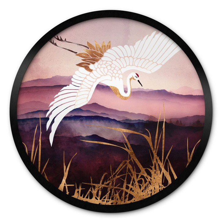 Poster Eleganter Kranich - SpaceFrog Designs - Rund - WA427951