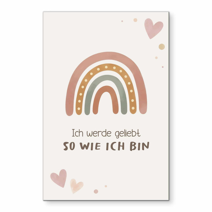 Alu-Dibond Wandbild mit Boho-Regenbogen - Kraftsatz 