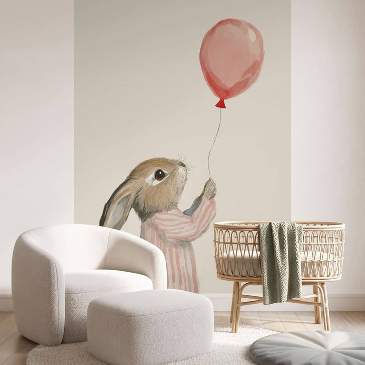Fototapete Süsser Hase mit Luftballon | Kinderzimmer Tapete - Treechild - WA493760