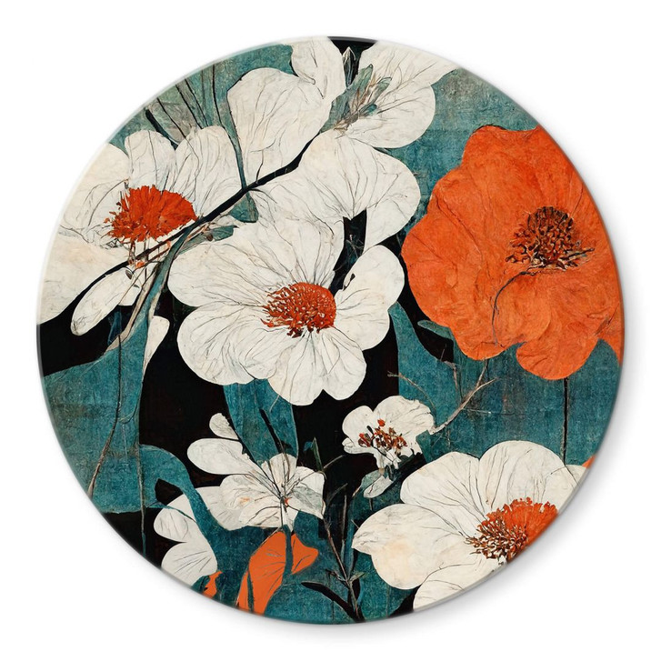 Glasbild Asiatische Blütenpracht - Treechild - Rund - WA400054