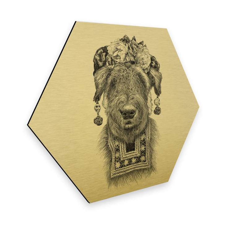 Hexagon - Alu-Dibond Goldeffekt Kools - Suusi Kahlo - WA272830