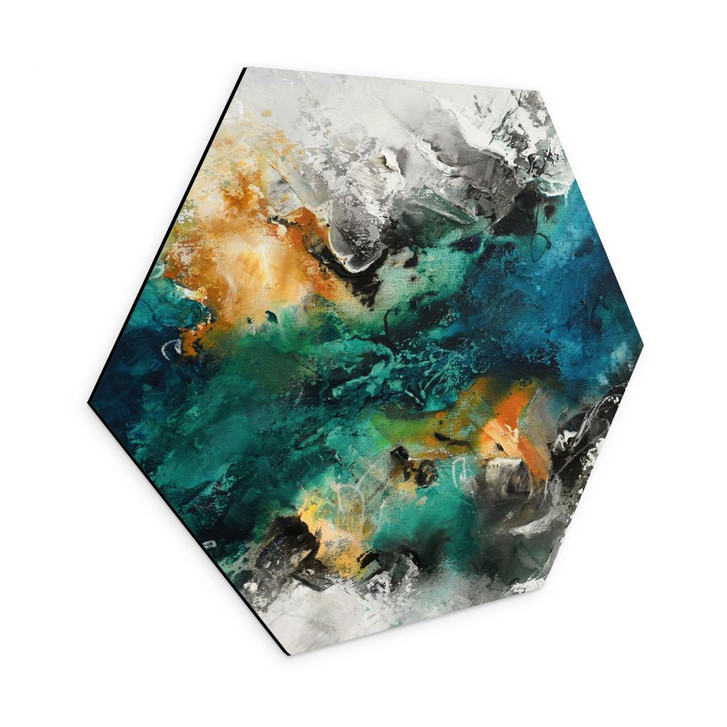 Hexagon Wandbild Farbnebel abstrakt - Fedrau - Alu-Dibond - WA441458