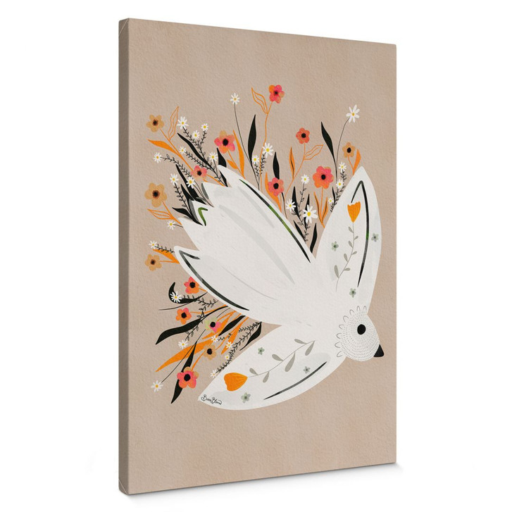 Leinwandbild Friedenstaube mit kleinen Blumen - Bloom - WA403442
