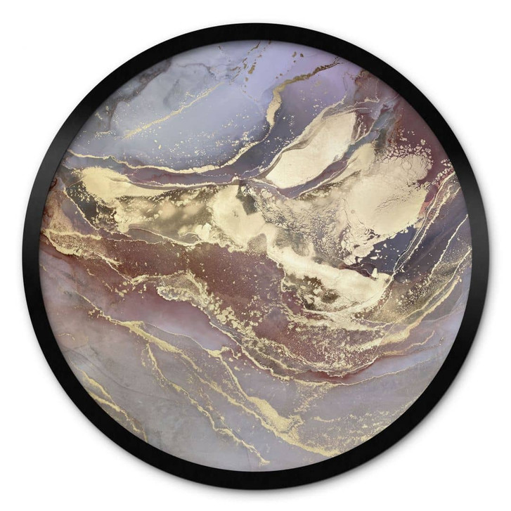 Poster Edle Strukturen in Gold und Violett - Shelest - Rund - WA473402