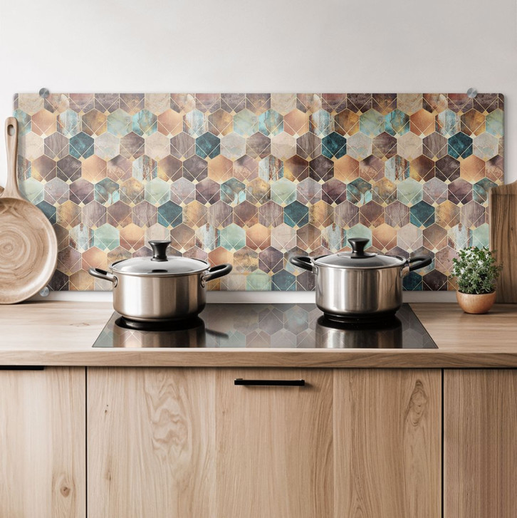 Spritzschutz Fredriksson - Hexagone: Gold und Kupfer - Panorama - WA259810