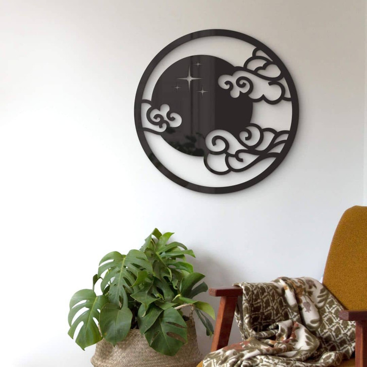 Acryldeko Mond mit Wolken - Rund - WA330009