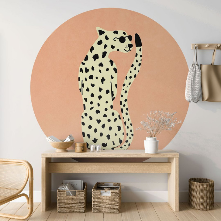 Fototapete Eleganter Gepard mit Sonnenbrille - Oltmanns - Rund - Selbstklebend/Vlies - WA468177