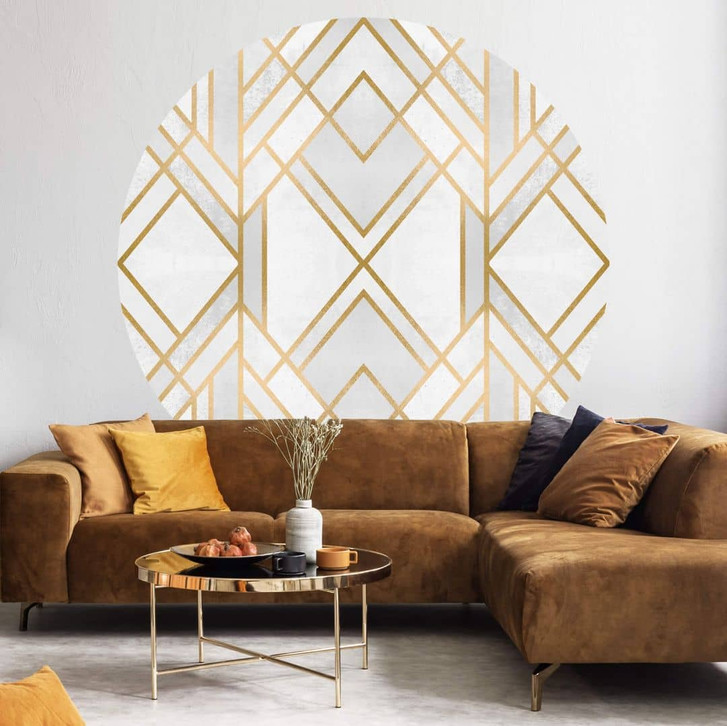 Fototapete Fredriksson - Art Deco: Goldene Geometrie - Rund - Selbstklebend/Vlies - WA331119
