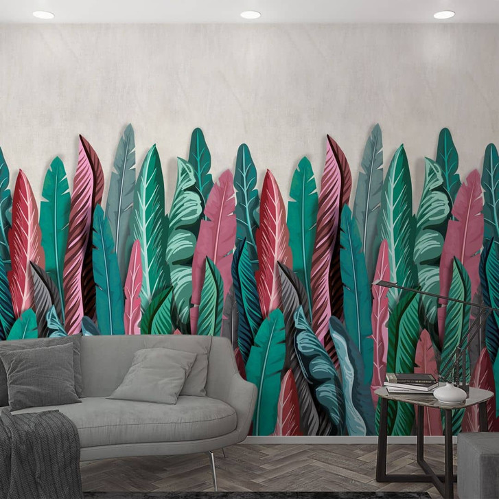 Fototapete mit Blattmotiv Grün, Rot ,Floral 2.70 x 1.59 m - WA448934