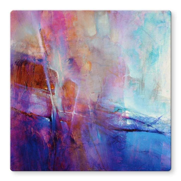 Glasbild Abstrakte Küstenlinie in Violett - Schmucker - Quadratisch - WA495229