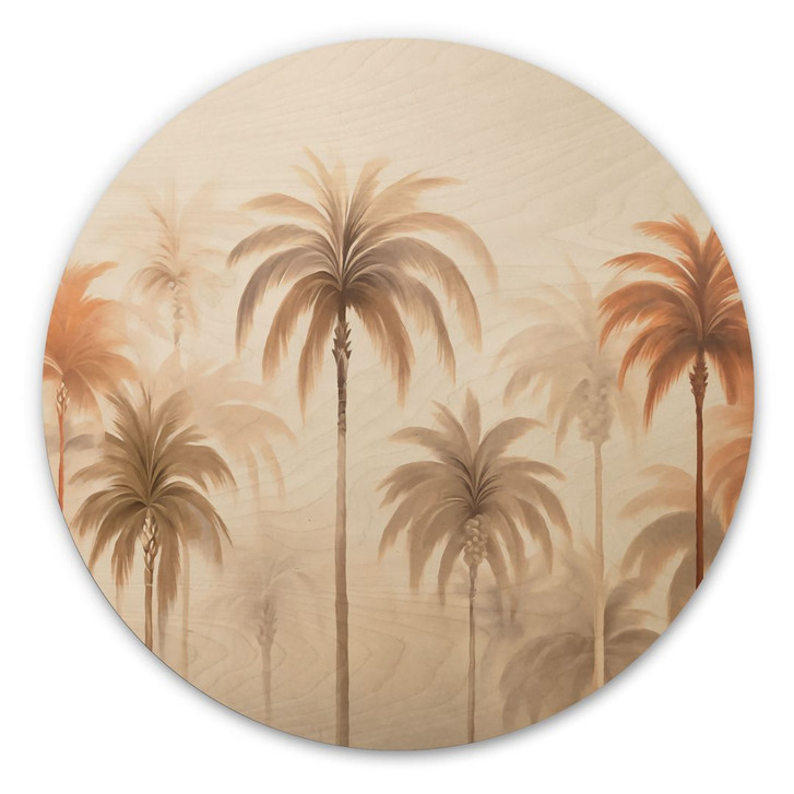 Holzbild Tropische Landschaft mit Palmen - Haase - Rund - WA425106