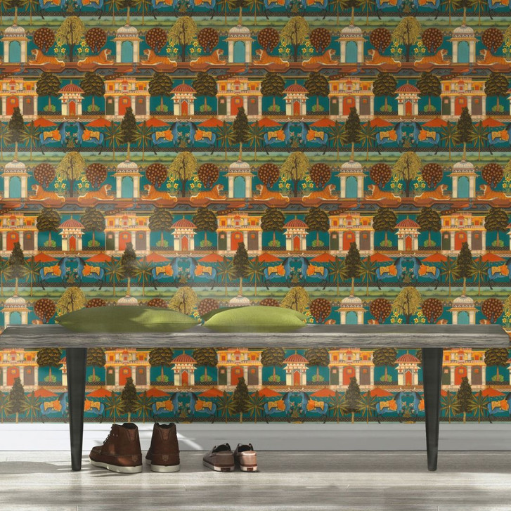 Rasch Vliestapete, Mustertapete Indian Style hellgrün - WA410113