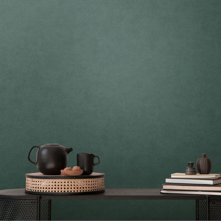 Unitapete mit Textil-Optik Dunkelgrün - Einfarbige Tapete strukturiert - Vliestapete - WA506727