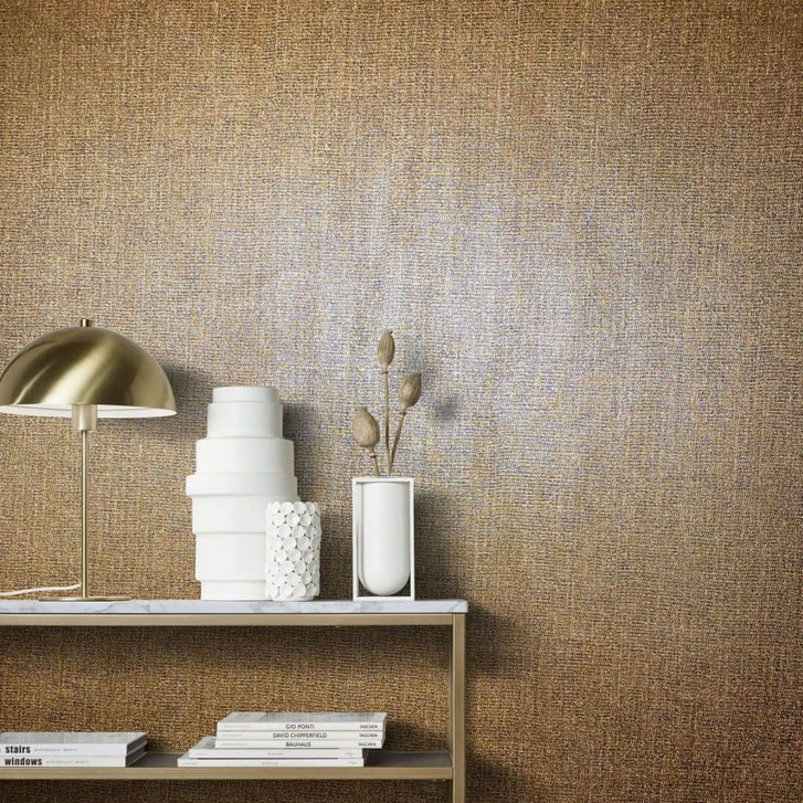 Vliestapete mit starkem Textil-Look kupfer Struktur - WA508816