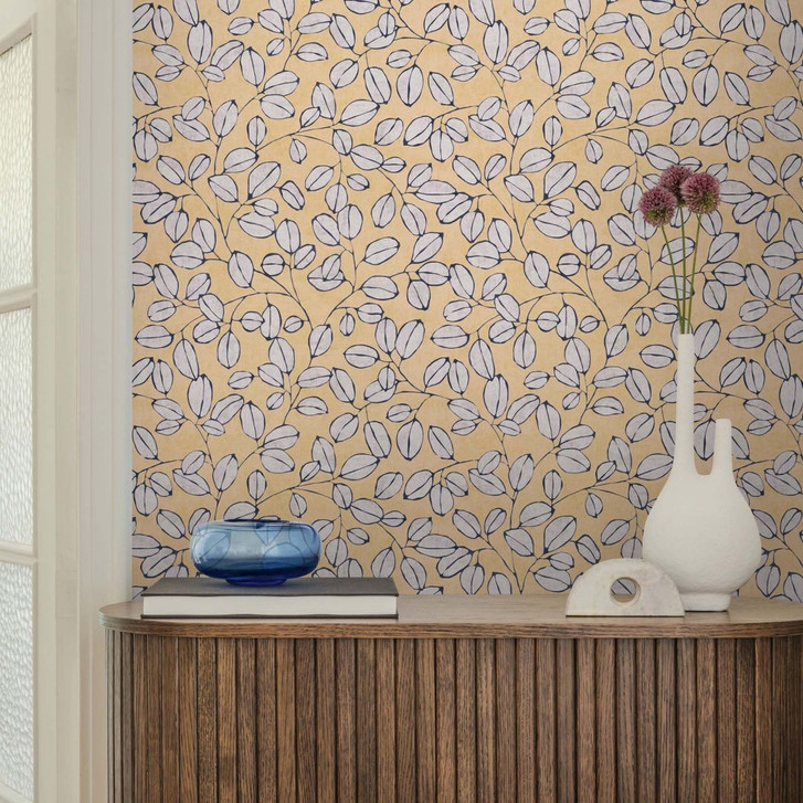 Vliestapete modern - dezentes Blätterdesign in Terrakotta & Greige - WA492764