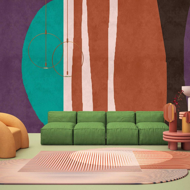 Fototapete Abstrakte Formen - Farbkontrast und Linien Spiel - WA386127