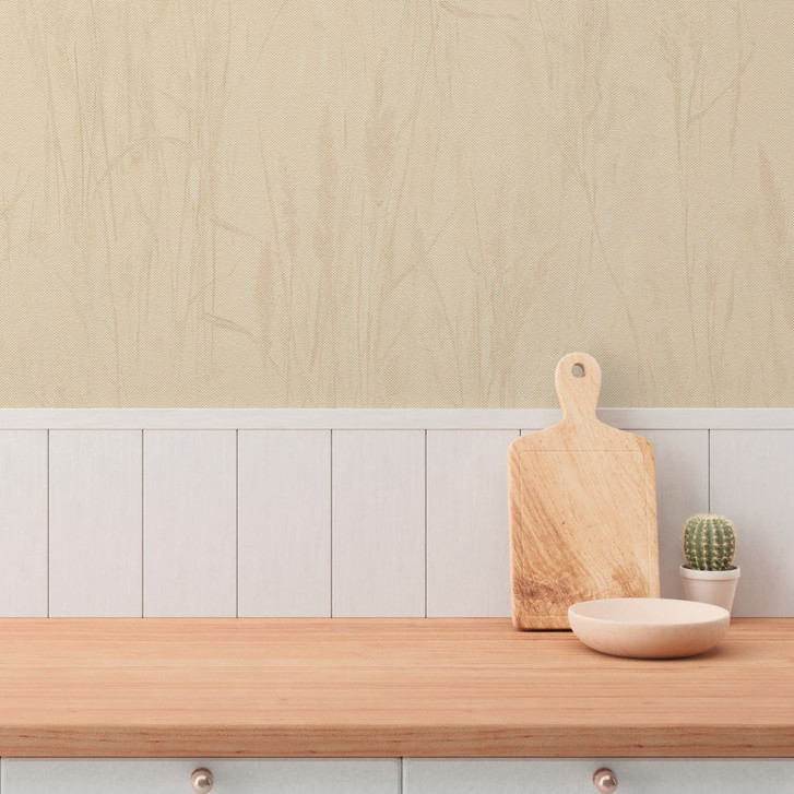 Grastapete Beige-Gelb – Warme Naturtapete mit sonnigem Grasmotiv - WA492668