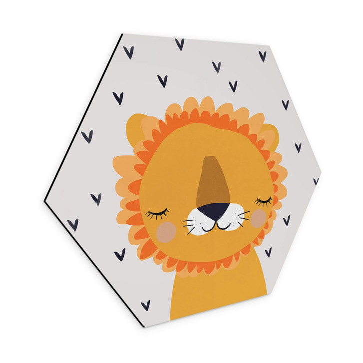 Kinderzimmer Wandbild Treechild - Kleiner Löwe - Hexagon Alu-Dibond - WA356316