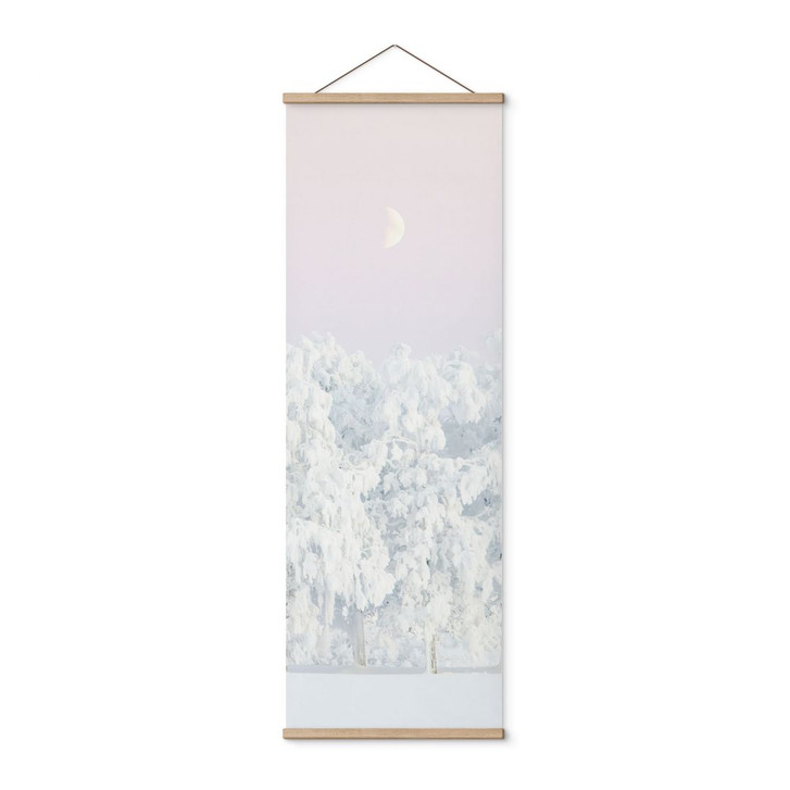Stoffbild Winter - Verschneiter Winterwald mit Mond - EMELIEmaria - Panorama - WA500220