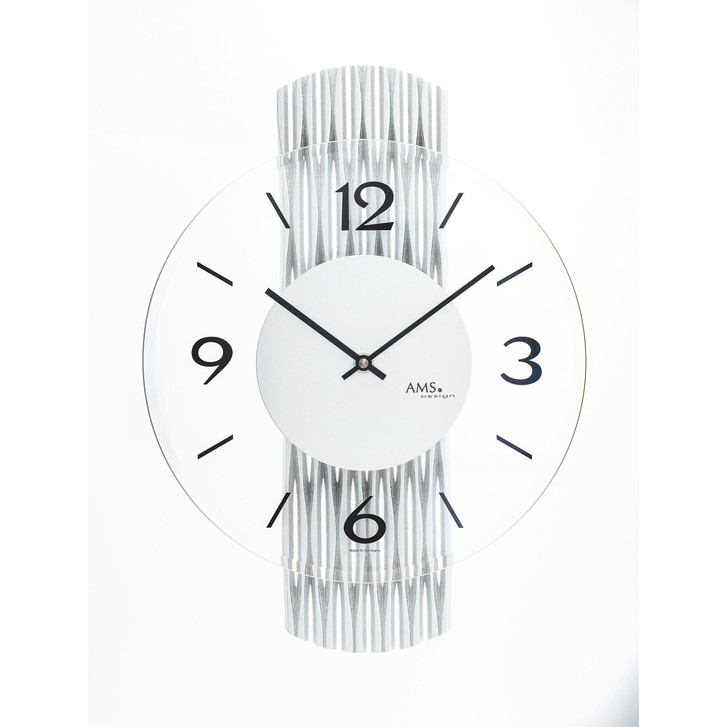 Wanduhr Feingefräste Holzrückwand silber lackiert - UG100599