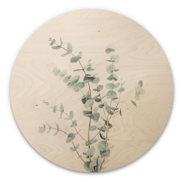 Holzbild Sisi & Seb - Eukalyptuszweig - Rund - WA346401