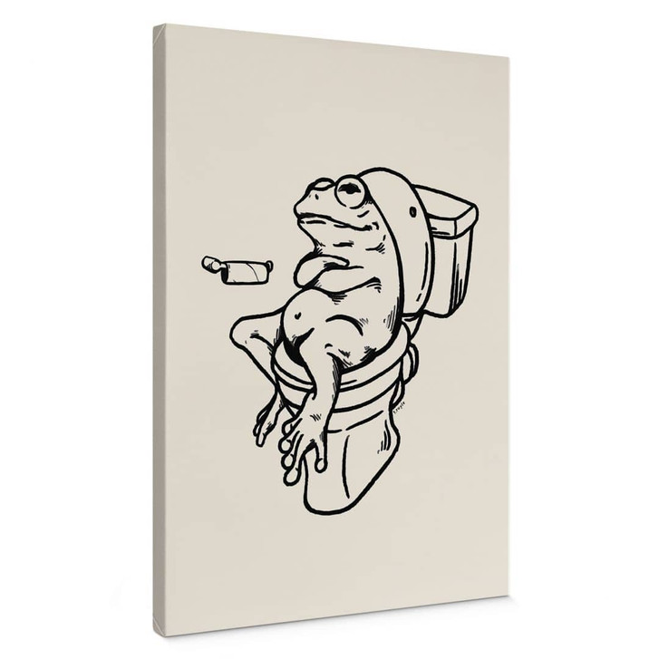 Leinwandbild Warten auf der Toilette - Humorvolle Frosch-Illustration - Royle - WA426560