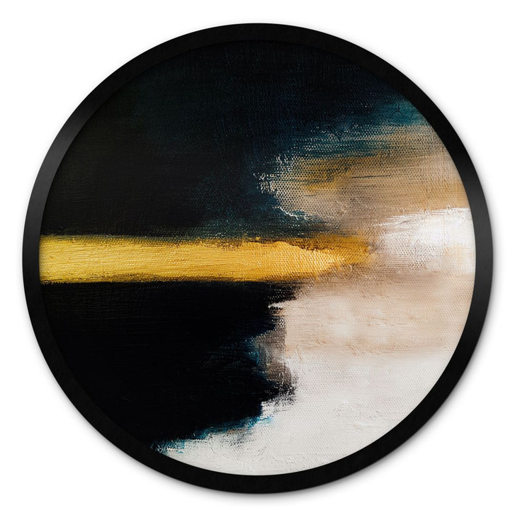 Poster Abstrakt - Pinselstriche Gold und Schwarz - Haniff - Rund - WA407197