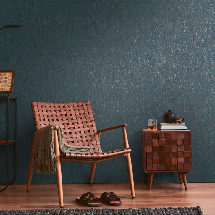 Struktur-Tapete in Marineblau Metallic - Elegante Vliestapete für moderne Räume - WA397021