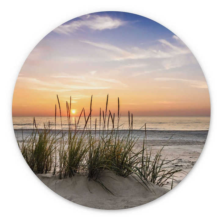 Wandbild Düne am Strand bei Sonnenuntergang - Alu-Dibond Rund - WA394891