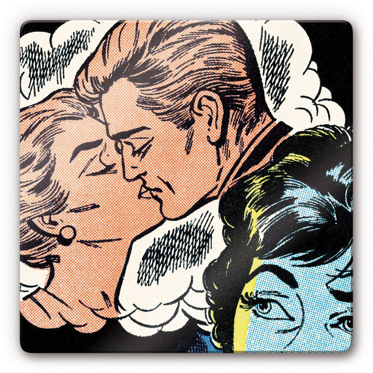 Glasbild Woman thinking about cheating man - WA129114