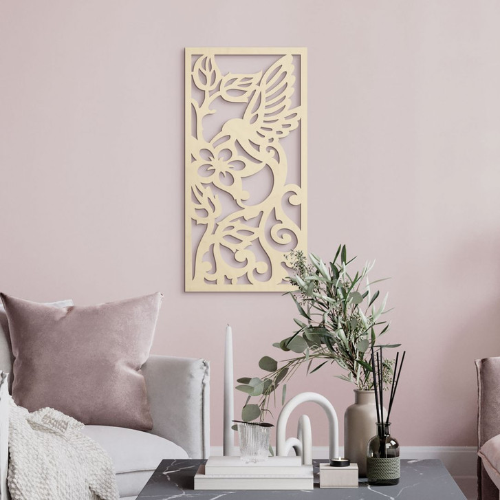 Holzdeko Kolibri-Blumen - Pappel - WA402182