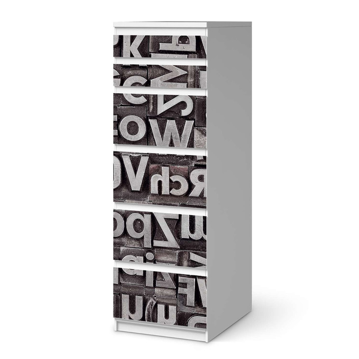 Klebefolie IKEA Malm Kommode 6 Schubladen (schmal) - Alphabet - CR111592