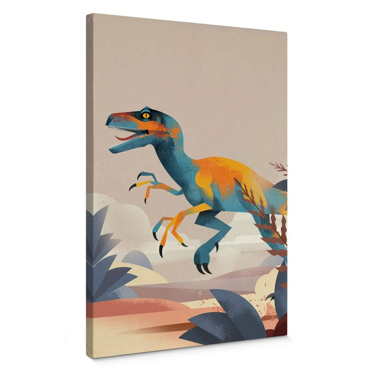 Leinwandbild Kinderzimmer - Velociraptor - Braun - WA404018