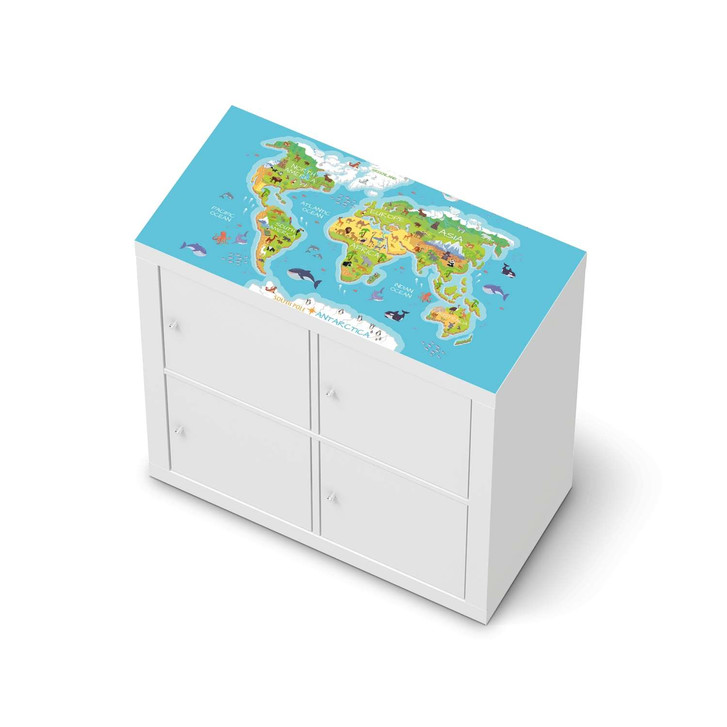 Möbelfolie IKEA Kallax Regal oben - Kids Weltkarte - CR115579