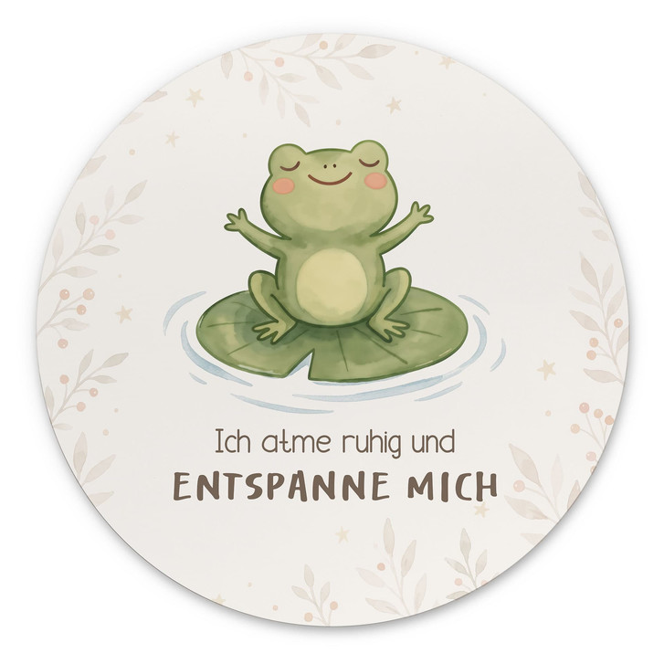 Rundes Alu-Dibond mit Frosch - Kraftsatz 