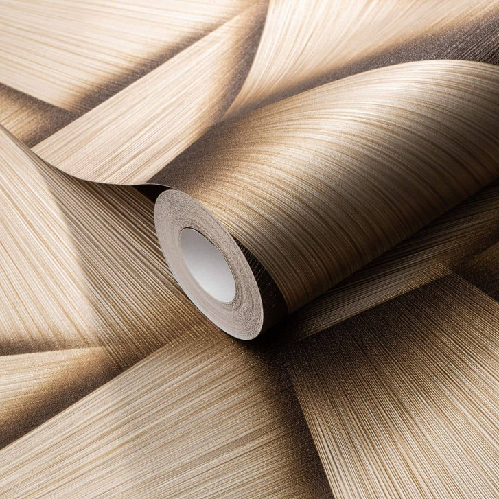 Vliestapete mit geometrischen Formen und Metallic-Effekt in gold - WA397799